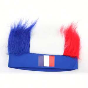 Diadema de Peluca de Fútbol 2026 - Colores Personalizados de la Bandera de EE. UU., Argentina, Francia, Cabello Sintético para Fiestas de Fútbol, Eventos Deportivos y Animación - Product Image 3