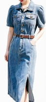Robes midi en jean OEM ODM pour l'été, mélange de coton, délavage clair, décontractées, mode féminine