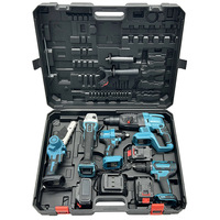 Ensemble d'outils électriques multifonctions Batterie au lithium avec scie à chaîne Meuleuse d'angle Marteau perforateur Machine à couper Boîte pratique