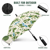 Parapluie de golf à motif de carte de parcours de golf, double toit, résistant au vent, grand parasol, impression personnalisée du terrain de golf, cadeau pour golfeur