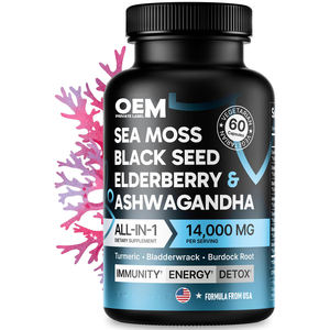 Cápsulas de Musgo Marino Todo en Uno, Aceite de Semillas Negras, Ashwagandha, Cúrcuma, Suplemento Multivitamínico, Marca Privada - Product Image 1