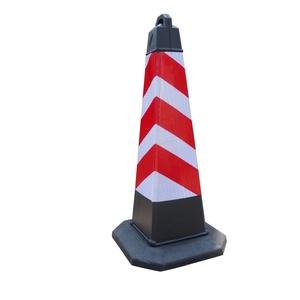 Cônes de signalisation routière réfléchissants noirs et jaunes hautement visibles en PVC/PE pour la circulation - Product Image 2