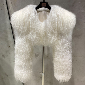 Veste en fourrure de mouton de Mongolie pour femmes, manteau en fourrure véritable d'hiver, fourrure bouclée moelleuse, vêtements d'extérieur - Product Image 5