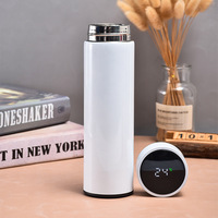 Bouteille isotherme personnalisée en acier inoxydable à double paroi de 500 ml avec affichage LED de la température, rechargeable par USB, pour boissons, maintien au chaud de 6 à 12 heures