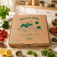 Boîtes à pizza carrées rigides en carton ondulé, personnalisées avec logo de restaurant, écologiques, avec pelliculage or et pelliculage brillant