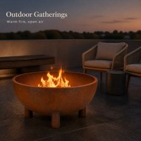 Brasero d'extérieur en acier Corten pour feu de bois, foyer rustique en acier patiné pour patio, jardin, cour arrière, brasier de camping