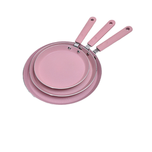 Poêles en aluminium antiadhésives roses en gros, 6, 8, 10 pouces, ustensiles de cuisine peu profonds avec fond à <span class=keywords><strong>induction</strong></span>, casseroles à crêpes et à sauces - Product Image 1