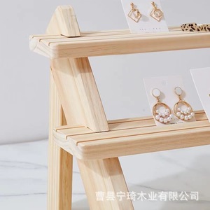 Solid wood trapezoidal earring holder, card holder, figurine storage display <b>stand</b>, jewelry ornaments, stall storage, Nordic - Product Image 1