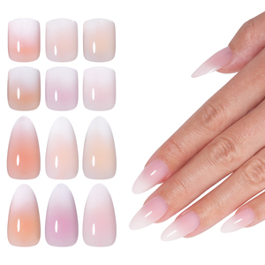 Vente en gros usine OEM ODM 30 pièces <span class=keywords><strong>Faux</strong></span> <span class=keywords><strong>ongles</strong></span> à presser nude <span class=keywords><strong>dégradé</strong></span> courts, moyens, carrés, amande, <span class=keywords><strong>rose</strong></span> ombré pour nail art - Product Image 2