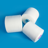 Fil à coudre 100% polyester filé à cœur, blanc brut, haute ténacité, teint, brillant, 20S-60S, pour machine à coudre