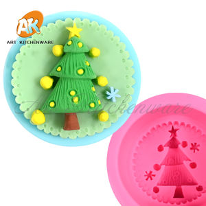 AK árbol de Navidad helado pastel molde de silicona Fondant Chocolate molde pastel decoración Sugarcraft pastelería hornear para <span class=keywords><strong>arcilla</strong></span> - Product Image 6