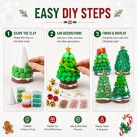 Kit de modelage en argile auto-durcissante pour sapin de Noël, 12 couleurs, sculpture de cônes en mousse DIY, artisanat de Noël, ensemble cadeau OEM pour enfants