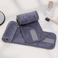 Bandeaux pour femmes en microfibre grise personnalisés en gros, avec logo brodé, séchage rapide, confortables, doux, pour le lavage du visage, le yoga et le spa