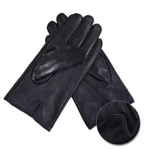 Gants en cuir noir de luxe pour hommes, gants chauds d'hiver en cuir de mouton véritable pour la conduite automobile - Product Image 5