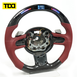 Volant en fibre de carbone TDD LED pour Mini Cooper F54 F55 F56 F57 2022-2024 Poignée rouge Carbone noir brillant - Product Image 2