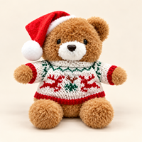 Ours en peluche de Noël fait main personnalisé avec un chapeau de Père Noël et un pull tricoté pour la décoration de la maison pendant les fêtes
