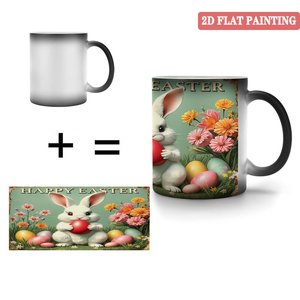 Magic <b>Mug</b> Frosted Black 11oz Ceramic Heat Sensitive Tea Cup <b>Easter</b> Bunny Design - Product Image 4