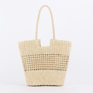 Sac tissé à la main en corde de papier ajourée, grande capacité, pour les vacances et les voyages, avec fermeture éclair et doubles bretelles, idéal pour la plage estivale Tanjing - Product Image 6