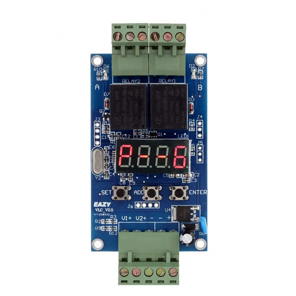12V Dual Programmable Time Relay Module PLC Board Cycle Delay Timer Module 2 Voltage Detection Control