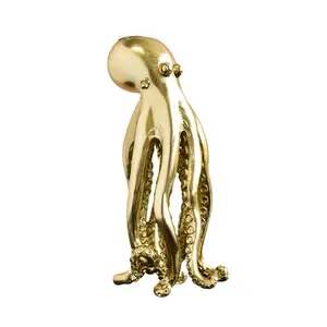 Custom Huisdecoratie Accessoire Show Stuk Hars Decoratieve Artikelen Handgeschilderde Gouden Octopus Vorm Kaarshouder Voor Tafeldecoratie