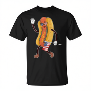 Camiseta patriótica con diseño de hot dog, manga corta, cuello redondo, impresión digital, para hombre adulto, diseño de bandera de Estados Unidos del 4 de julio - Product Image 2