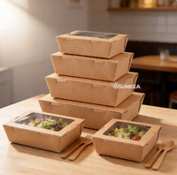 Boîte à lunch à emporter avec fenêtre en PET personnalisée en papier kraft brun