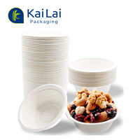 Bol et assiette en bagasse de canne à sucre moulée, biodégradable, imperméable et résistante à la graisse, pour soupes, salades et collations, disponible en 8-12-16-24-32 OZ