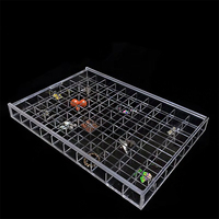 Plateau en acrylique à compartiments personnalisés avec couvercle coulissant, boîte de rangement rectangulaire transparente en acrylique pour bijoux, pour boutique
