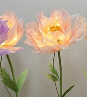 Fleurs de pivoine géantes en organza de soie faites à la main, électriques, à ouverture et fermeture automatiques, avec support, pour décoration de scène de mariage, avec éclairage