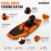 Kayak de pêche à pédales 3M en HDPE, bateau de pêcheur avec siège réglable et porte-canne pour la pêche en plein air