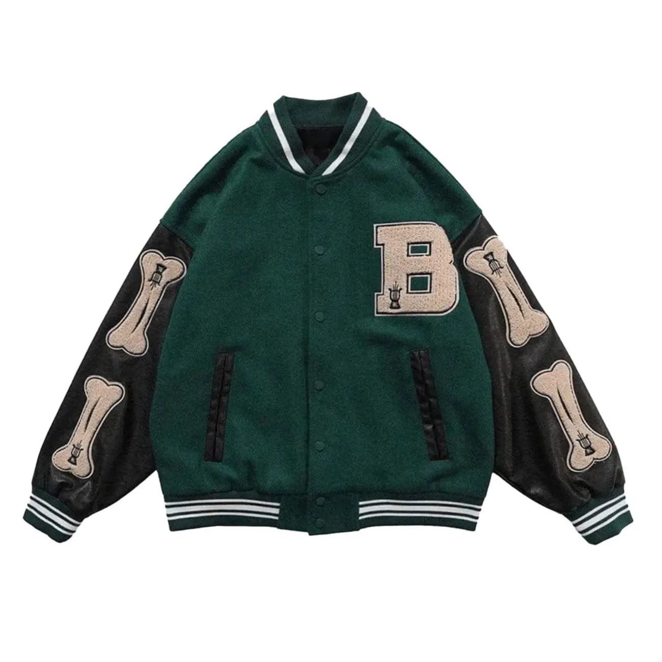 Wholesale Oversize High Street Baseball Letterman Jacket Custom Patches Embroidery Logo Letterman Varsity Bomber Jacket For Man