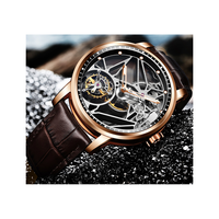 Montres mécaniques tourbillon transparentes et lumineuses en acier, design et production d'usine, pour la marque de l'invité