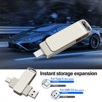 Custom 2-in-1 Silver Logo Key USB 3,0 Flash Drive 16GB Memory Stick para teléfono Computadora Laser Gadgets PenDrive Metal Construction