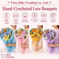 BH Cross-Border China Valentinstag Hochwertige Künstliche Blumen Handgebundener Handgefertigter Rosen-Lilien-Tulpen-Strickgarn-Blumenstrauß