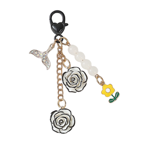 Mengda Ins Japanese Rose Flower Resin Camellia Alloy <strong>Door</strong> <strong>Knob</strong> <strong>Car</strong> Keychain USB Flash Drive Pendant - Product Image 1