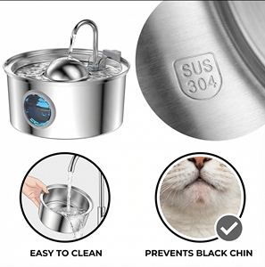 Fontaine à eau pour animaux de compagnie 3,5 L en acier inoxydable, distributeur d'eau pour chat et chien, rechargeable, écologique, en promotion - Product Image 6
