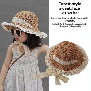 Chapeaux pour enfants : Chapeaux de paille légers d'été pour filles, chapeaux canotiers respirants d'été pour filles, chapeaux de princesse élégants pour bébés - Product Image 1