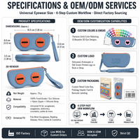 Étui à lunettes en silicone motif grands yeux mignons, portable avec boucle de suspension, pochette de rangement zippée pour lunettes de natation et lunettes de vue, vente en gros personnalisée