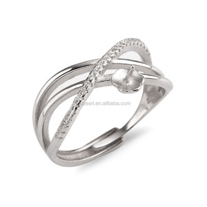 SSR192 <span class=keywords><strong>Argento</strong></span> <span class=keywords><strong>Componenti</strong></span> <span class=keywords><strong>925</strong></span> Giudizio Anello di Base del Lineare Crisscross Anello Perla di Montaggio - Product Image 1