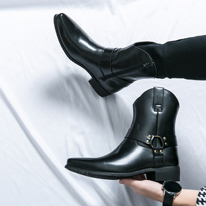 Bottes Chelsea Oxford pour homme de qualité supérieure, taille plus, automne-hiver, fermeture éclair, légères, en cuir PU - Product Image 4