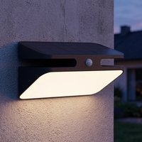 Lampu LED Tenaga Surya SanJin IP54 untuk Dinding, Sensor Optik, Lampu Luar Ruangan, Tiga CCT yang Dapat Disesuaikan, Jarak Deteksi 5-6m