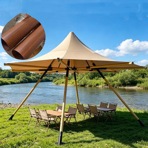 Tente chapeau de paille style indien en Oxford 900D avec poteaux en bois pour mariages en plein air, glamping, fêtes, pelouses et événements sur la plage - Product Image 5