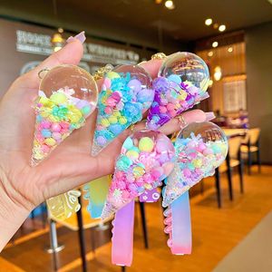 Chaveiro Feminino Criativo de Acrílico com Óleo Flutuante e Glitter, Desenho Animado Fofo de Sorvete, Estilo Kawaii, para Bolsa e Carro - Product Image 1