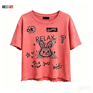 Oversized Acid Wash T-shirts for Men Distressed Graphic Boxy Print Vintage Drop Shoulder t Shirt Custom Streetwear Mens <strong>Tshirts</strong> - Product Image 1