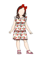 Nouvelle mode de robe d'été à manches courtes et durable imprimée de fleurs personnalisées robe et bandeau pour tout-petits pour bébé fille