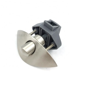 Cerradura de botón oculta sin llave de níquel cepillado con pestillo de empuje de media luna para muebles, caravanas, armarios y cajones, para uso exterior - Product Image 1