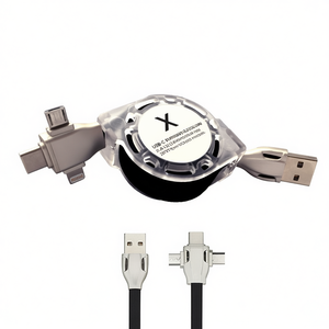 <b>3</b> In 1 Retractable <b>Usb</b> <b>Cable</b> 1 Meter Black For Charging And Data Transfer - Product Image 3