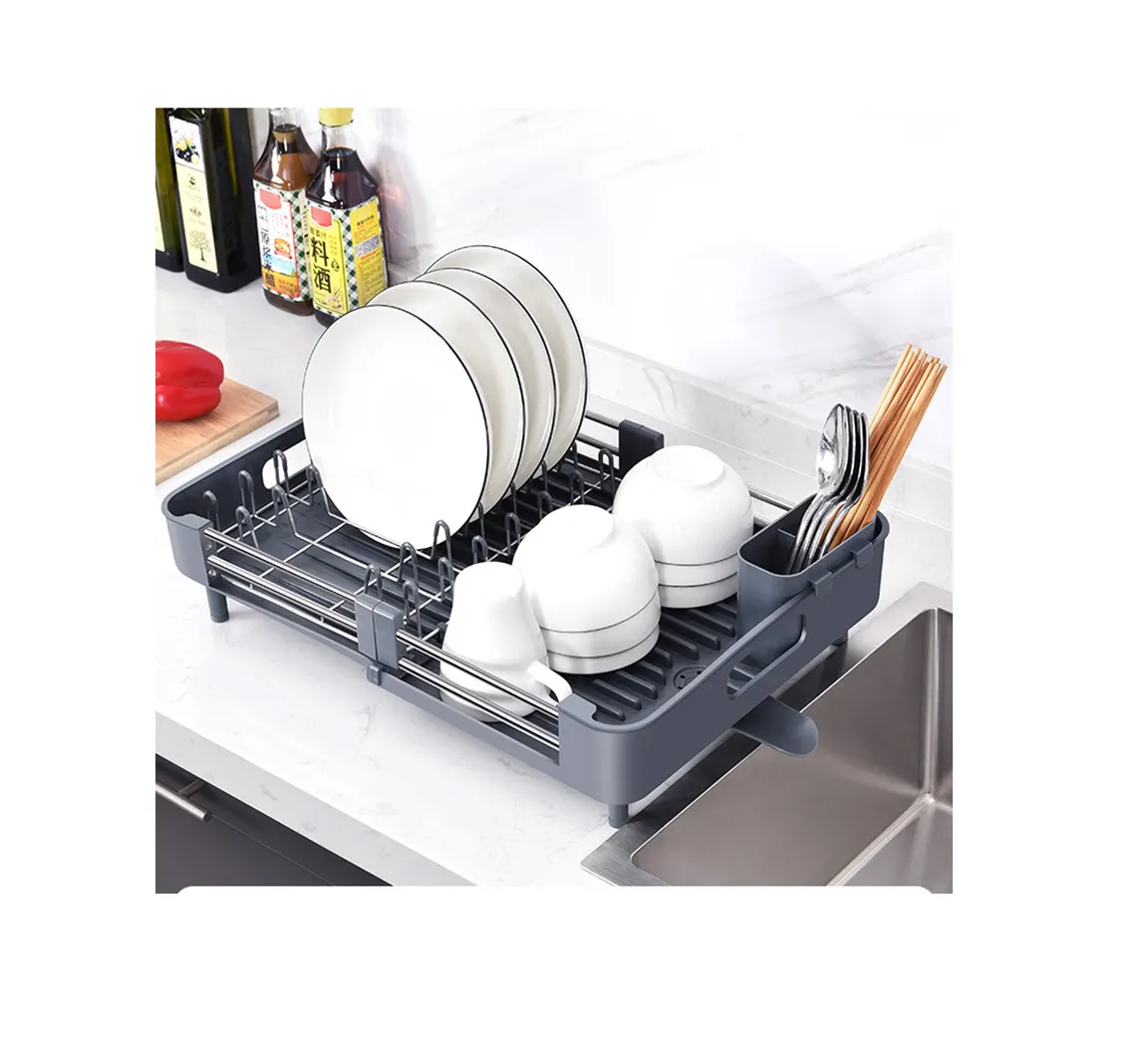 Wholesale Stainless Steel Expandable Dish Drying Rack Kitchen Sink Rack Organizer Holder Drainer Storage Dish Shelf