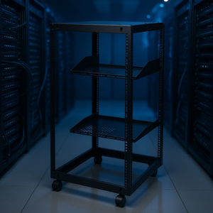 Rack de servidor de marco abierto de 20U, profundidad ajustable de 15'' a 40'', 4 postes con ruedas para gabinete de red IT - Product Image 2