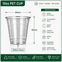 Gobelets en plastique PET jetables écologiques avec logo personnalisé, couvercles de 89 mm, impression UV, transparents, pour café glacé, boissons froides, fêtes, à emporter